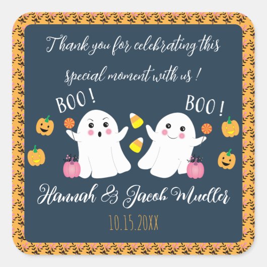 Baby shower Geesten Dank u Blue Favor Sticker (Voorkant)