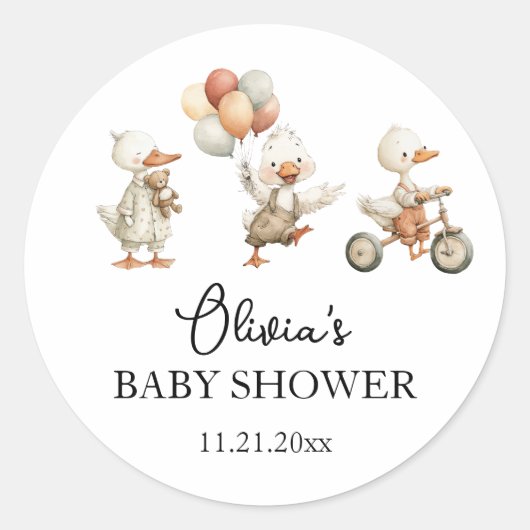 Baby shower Gekke Gans sticker (Voorkant)