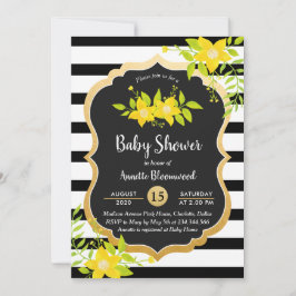 Baby Shower | gele bloem | Elegante strepen Kaart