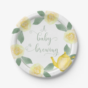 baby shower Gele Floral Baby breekt Papieren Bordje