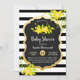 Baby Shower Gele Floral legante stripes Kaart