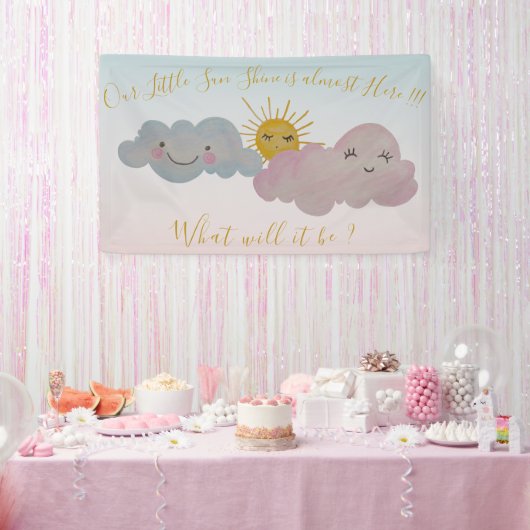 baby shower-gender-openbaring-zonnebrandmiddel-bla spandoek (Feest)