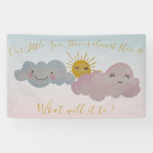 baby shower-gender-openbaring-zonnebrandmiddel-bla spandoek (Horizontaal)