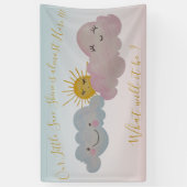 baby shower-gender-openbaring-zonnebrandmiddel-bla spandoek (Verticaal)