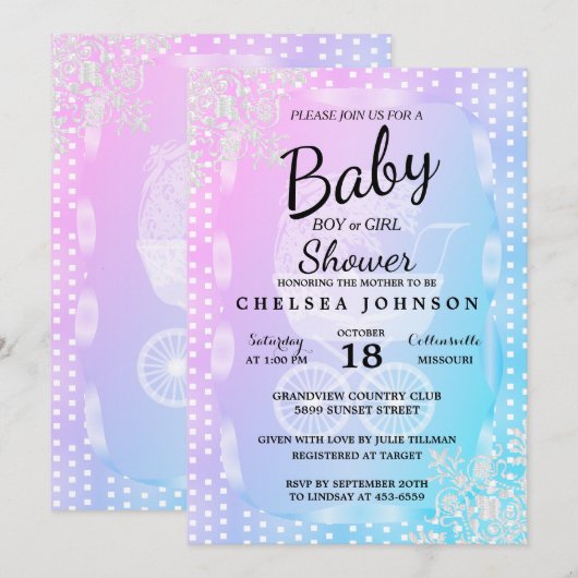 Baby shower 👶 gendergelijkheid kaart (Voorkant / Achterkant)