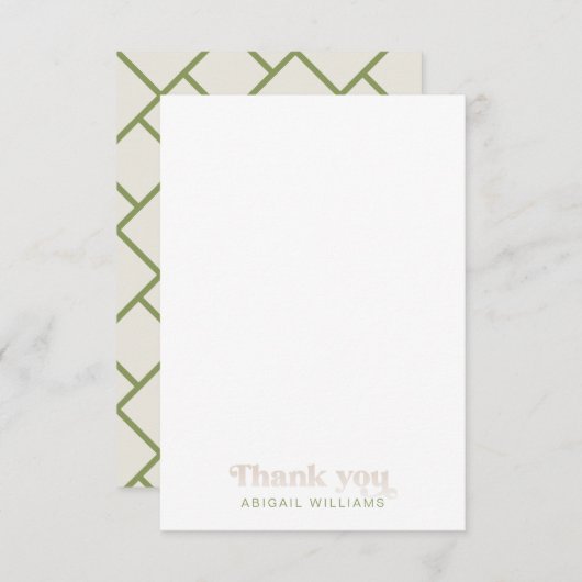 Baby shower géométrique vert Moss Merci blanc (Devant / Derrière)
