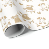 Baby shower Geslacht Neutraal Bruin en Wit Cadeaupapier (Rol Hoek)