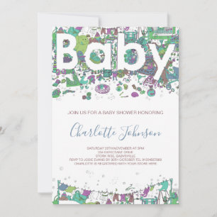 Baby shower geslachtsneutrale olifant kaart