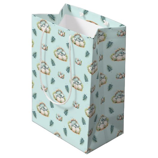 Baby Shower Gift Bag Baby Dinosaur Pattern Medium Cadeauzakje (Achterkant Gekanteld)