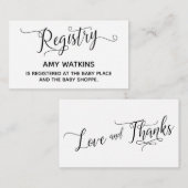 Baby shower Gift Registry Kaarten w / Elegant Scri (Voorkant / Achterkant)