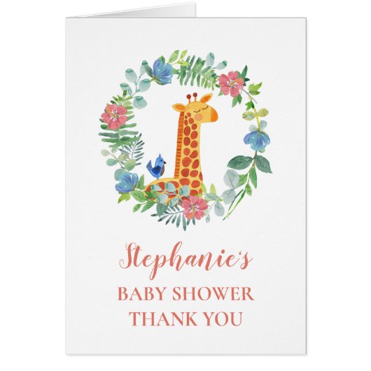 Baby shower Giraffe Floral Merci de couronne (Devant)