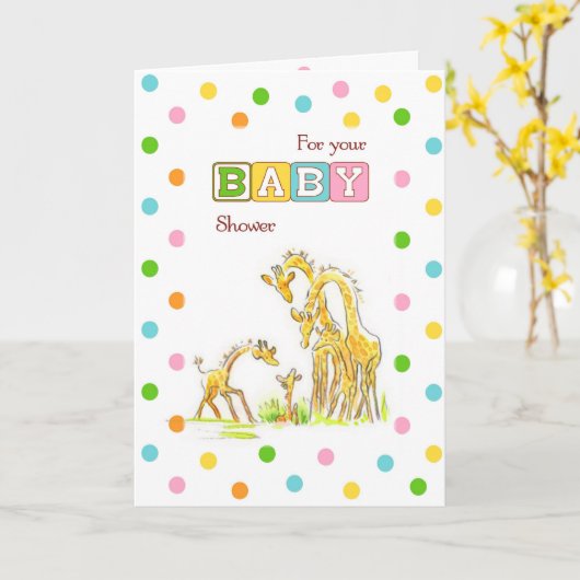 Baby shower Giraffe Gefeliciteerd Kaart (Gele Bloem)