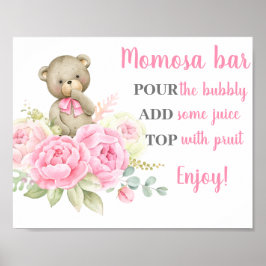 Baby shower Girl Beer Momosa Sign Poster