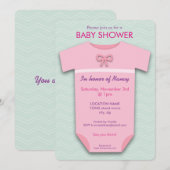 Baby shower Girl Bodysuit Invitation Kaart (Voorkant / Achterkant)