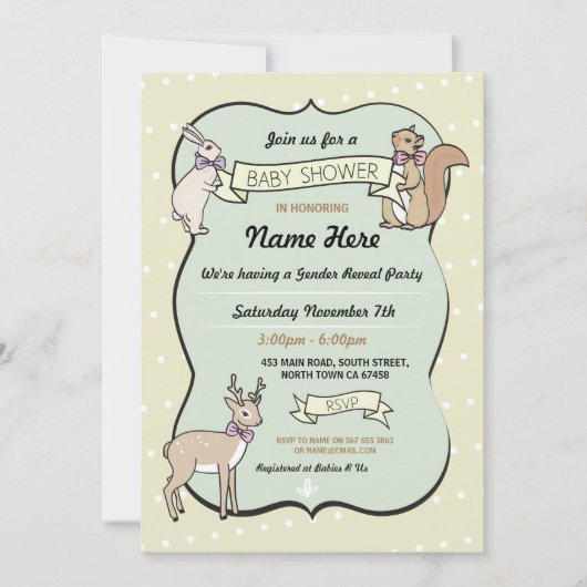 Baby shower Girl Deer Polka Dot Invitation (Devant)