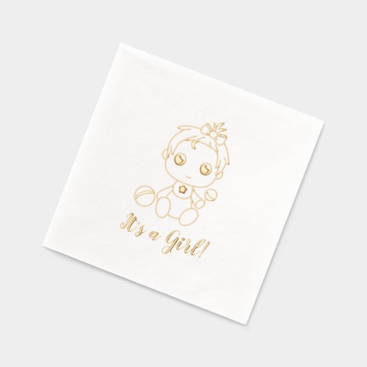 Baby shower Girl Gender Reveal Folie Servetten (Links)