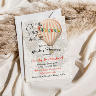 Baby shower Girl Hot Air Balloon Invitation