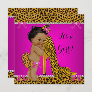 Baby shower Girl Leopard High Hielroze Etnische Kaart