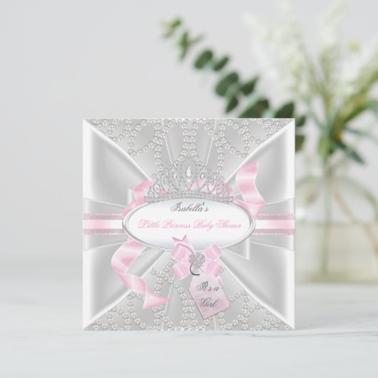 Baby shower Girl Little Princess Diamonds 3 Kaart (Staand voorkant)