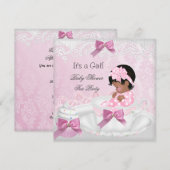 Baby shower Girl Pink Cute Baby Teacup Cupcake 3 Kaart (Voorkant / Achterkant)