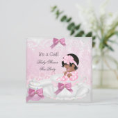 Baby shower Girl Pink Cute Baby Teacup Cupcake 3 Kaart (Staand voorkant)