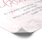 Baby shower Girl Pink Snowflake Adres Poster (Hoek)