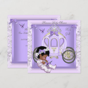 Baby shower Girl Princess Carriage Lavender 3 Kaart
