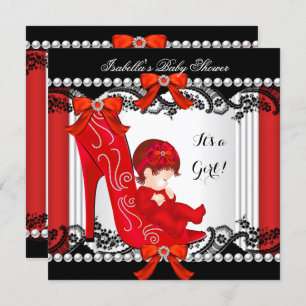 Baby shower Girl Red High Hiel Shoe Redhead Kaart