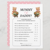 Baby shower Girl Teddy mama Dad Floral Rustic Kaart (Voorkant / Achterkant)