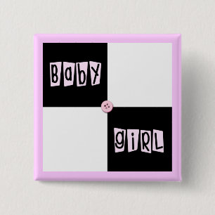 baby shower Girl Vierkante Button 5,1 Cm