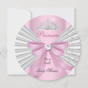 Baby shower Girl White Pink Princess Tiara ab Kaart
