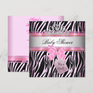 Baby shower Girl Zebra Pink Princess Black Kaart