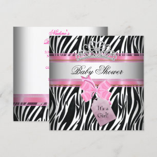 Baby shower Girl Zebra Pink Princess Black Kaart