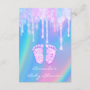 Baby shower Girly Feet Holograaf Unicorn Pink Foot Kaart