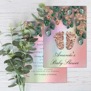 Baby shower Glitter Feet Roos Glitter Green Kaart