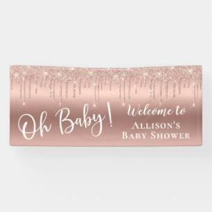 baby shower Glitter Roos Gold Welkom Spandoek