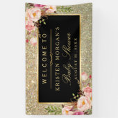 Baby shower Glitter Sparkles Pink Floral Spandoek (Verticaal)