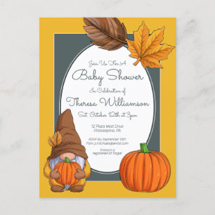 Baby shower   Gnome Automne Automne Invitation