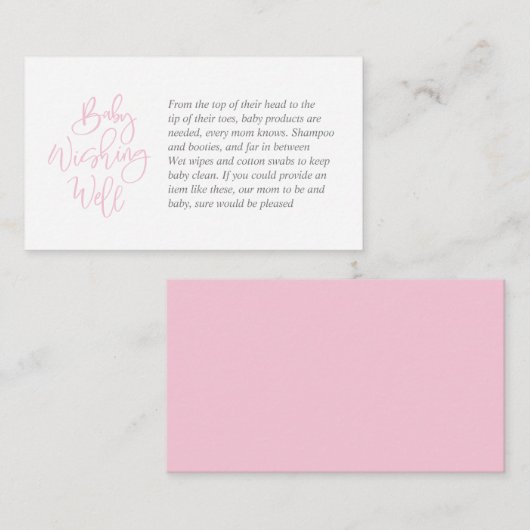 baby shower, goed, creatief roze script informatiekaartje (Voorkant / Achterkant)
