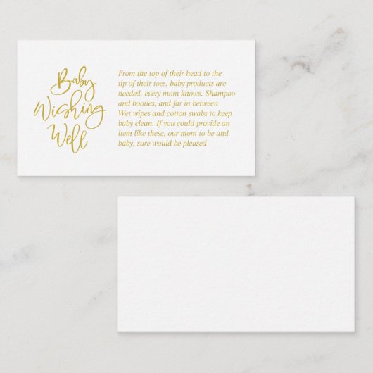 baby shower, goed wensen, creatief Gold Script Informatiekaartje (Voorkant / Achterkant)