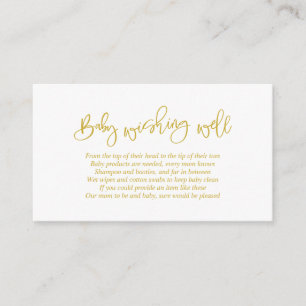baby shower, goed wensen, creatief Gold Script Informatiekaartje
