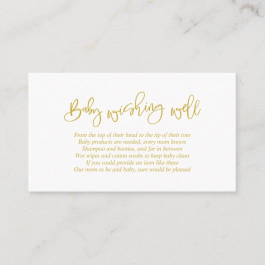 baby shower, goed wensen, creatief Gold Script Informatiekaartje (Voorkant)