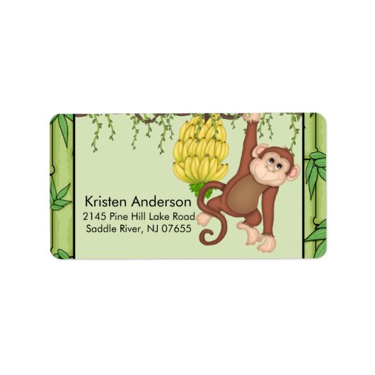 Baby shower Going Bananas Monkey adres Label (Voorkant)