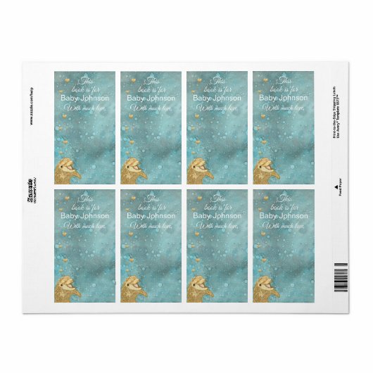 Baby shower "Gold Baby Dolphin" Bladzijde 8 Etiket (Full Sheet)