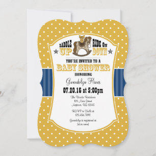 Baby shower Gold Blue Cowboy Invitation