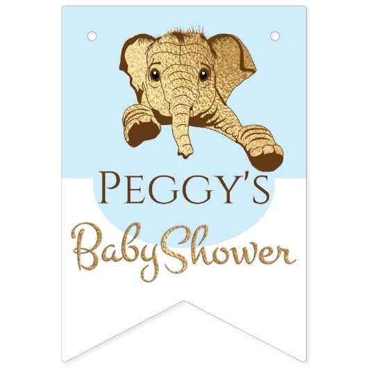 Baby shower Gold/Blue Elephant, bannière Swallowta (Premier drapeau)