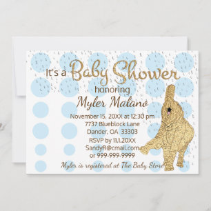 Baby shower Gold Blue White Baby Kaart