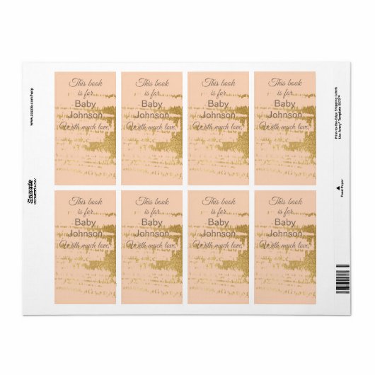 Baby shower "Gold Classic/P" Bladzijde 8 Etiket (Full Sheet)