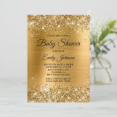 Baby shower Gold Folie Fancy script Kaart (Staand voorkant)