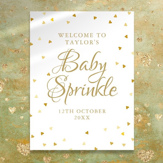 Baby shower Gold Hearts Saupoudrer Affiche de bien